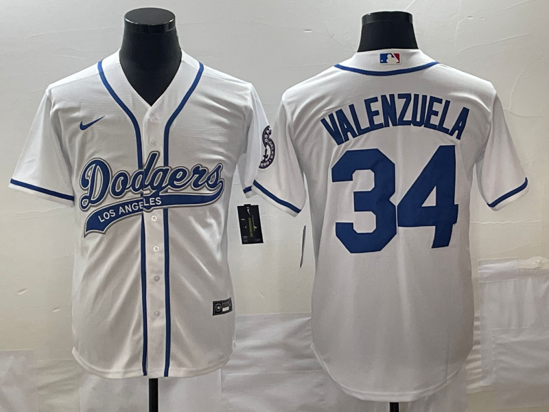 Men's Los Angeles Dodgers Fernando Valenzuela #34 White Jersey Joint Edition